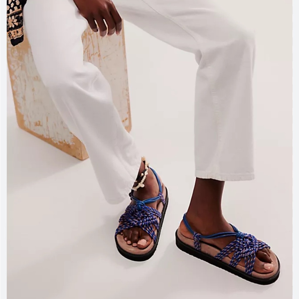 Free People Marla Rope Sandals. Blue. 7.5